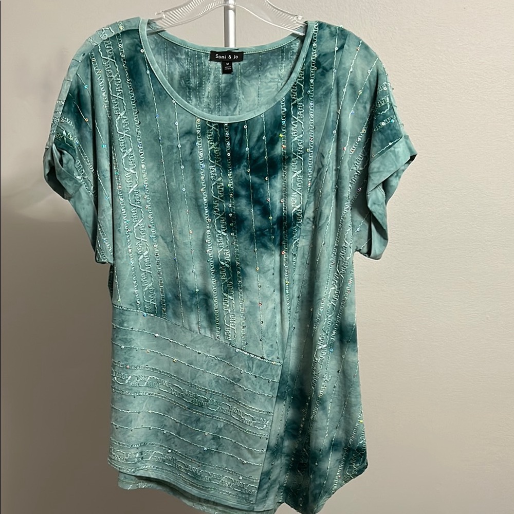 Sami & Jo Blue Embellished Relaxed T-Shirt